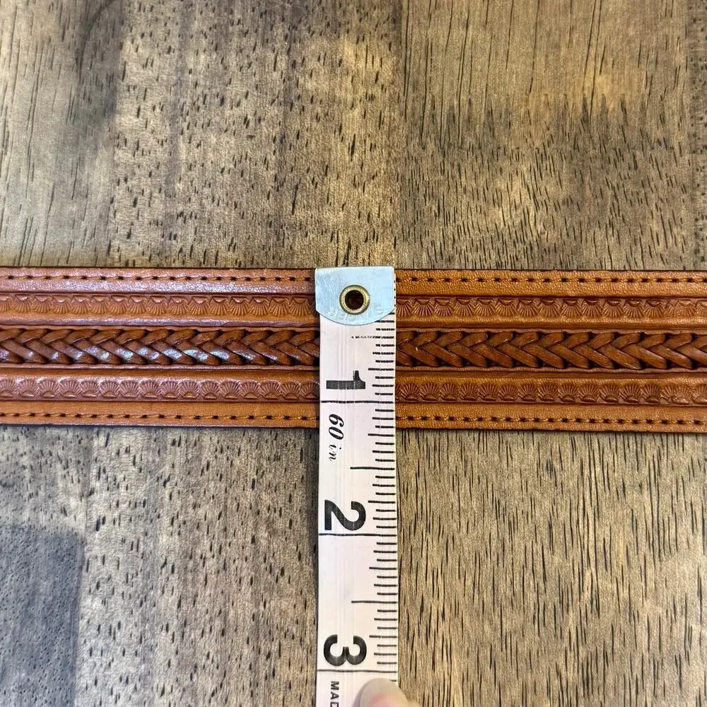 Tony Llama Western Belt Leather Braided Embossed Silver Buckle Cowboy Size 28